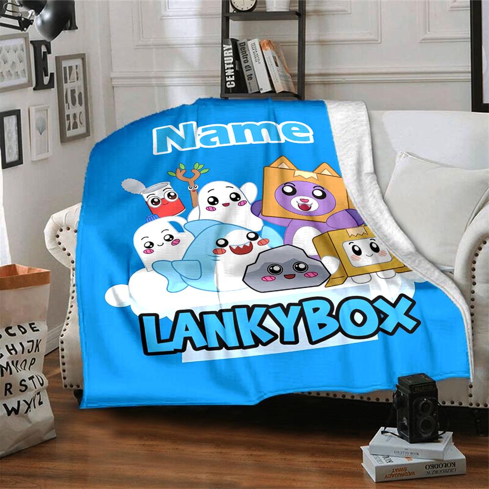 Custom Name LankyBox Theme Printed Blanket - Perfect for Couch, Bed, Travel & Outdoor Use | Machine Washable, Cozy & Durable.
