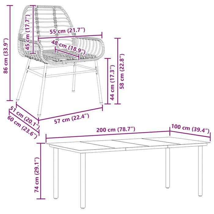 VidaXL Ensemble à manger jardin 7pcs marron rpoly otin verre, ensemble à manger d'extérieur, meuble à manger de jardin 3334546