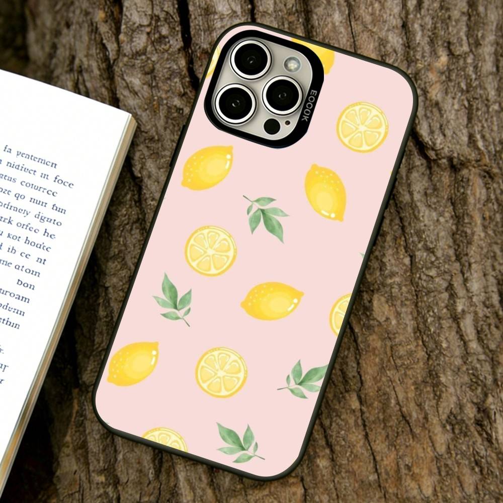 Lemon Cool Stripe Pattern Phone Case For iPhone 17,16,15,14,13,12,11 Plus,Pro Max,XS,Colored Silver Plated Inside Cover