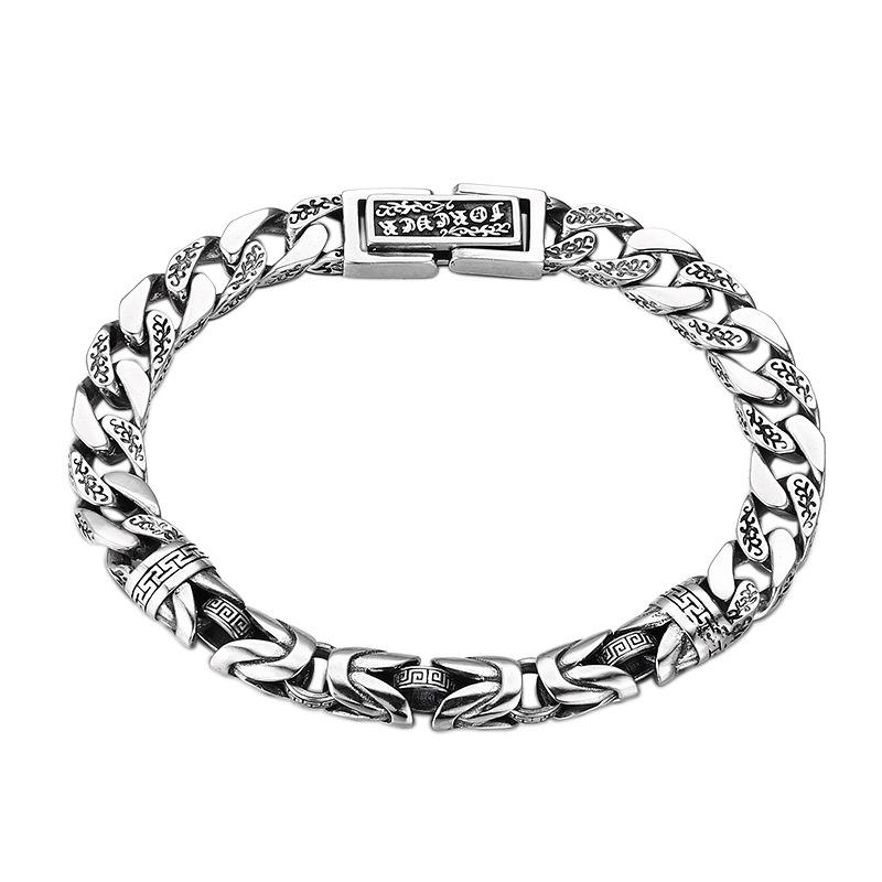 Men s Italy Sterling Silver 925 Byzantine Cuban Chain Bracelet Jewelry 18cm серебряный