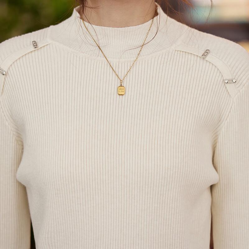 KAVON Women's Semi-High Neck Long Sleeve Knit Pullover