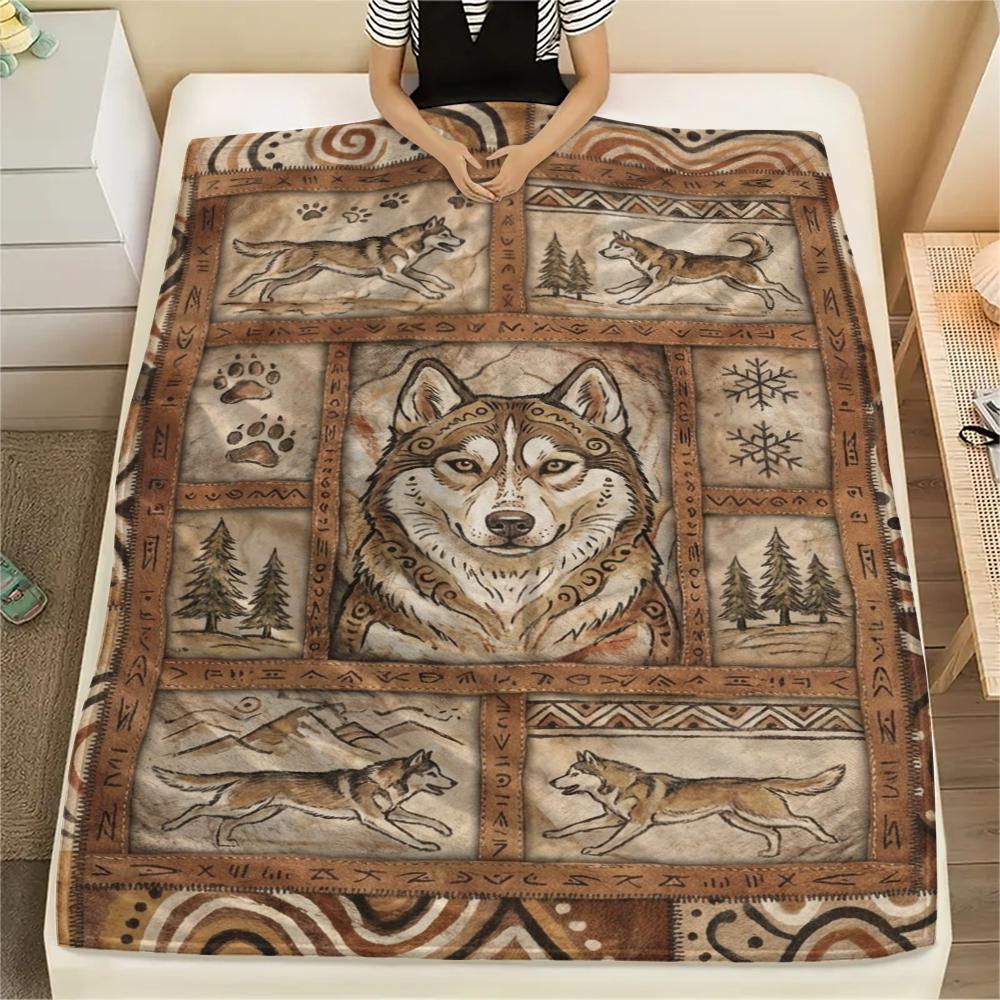 

Husky Dog Print Flannel Blanket, High quality Comfortable for All Seasons, Home Decor, Warmth and Comfort, Perfect for Christmas Gifts58 80cm x 120cm