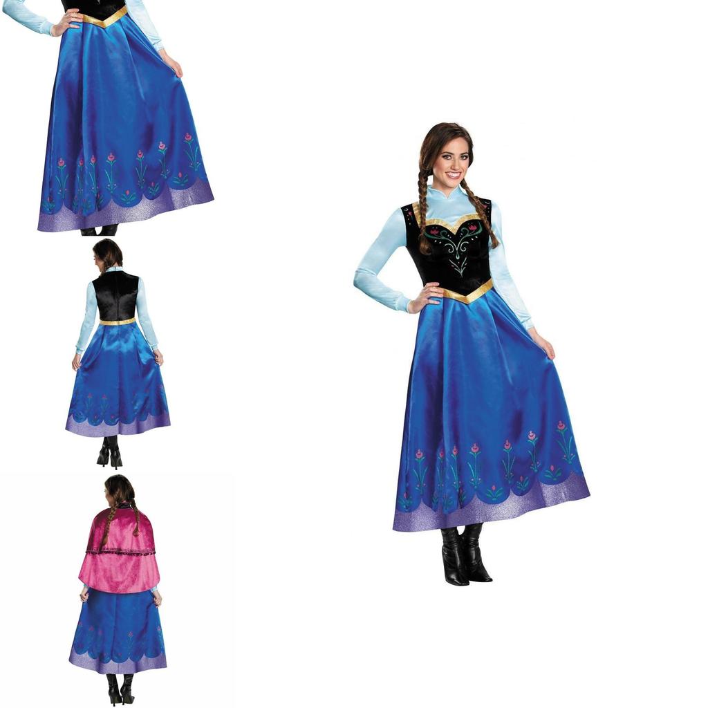 Enchanting Princess Anna Fancy Dress With Detachable Cape For Girls' Cosplay Adventures