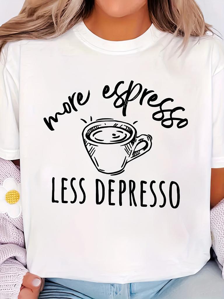 European size Graphic Print T-shirt, Short Sleeve Crew Neck Casual Top for Summer & Spring, Women's Clothing