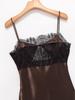 2026 Spring Women's European & American Satin Lace Asymmetrical Camisole Dress