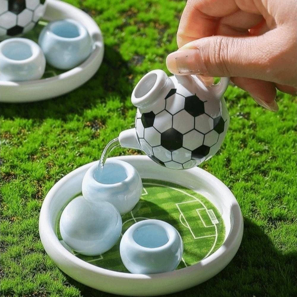 Decoration Mini Ceramic Teapot Sports Style Soccer Shape Teapot Tea Cup Set Home Desk