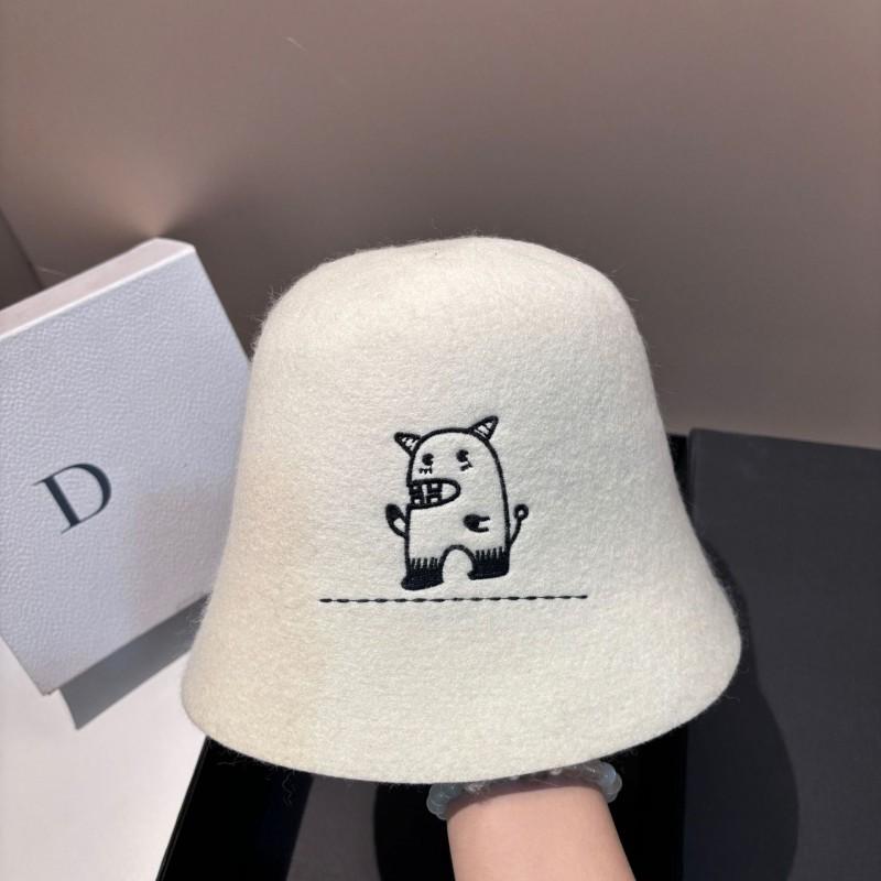 Womens 100% Wool Bucket Hat Small Fragrance Style Winter Warmth Fashionable Sun Protection