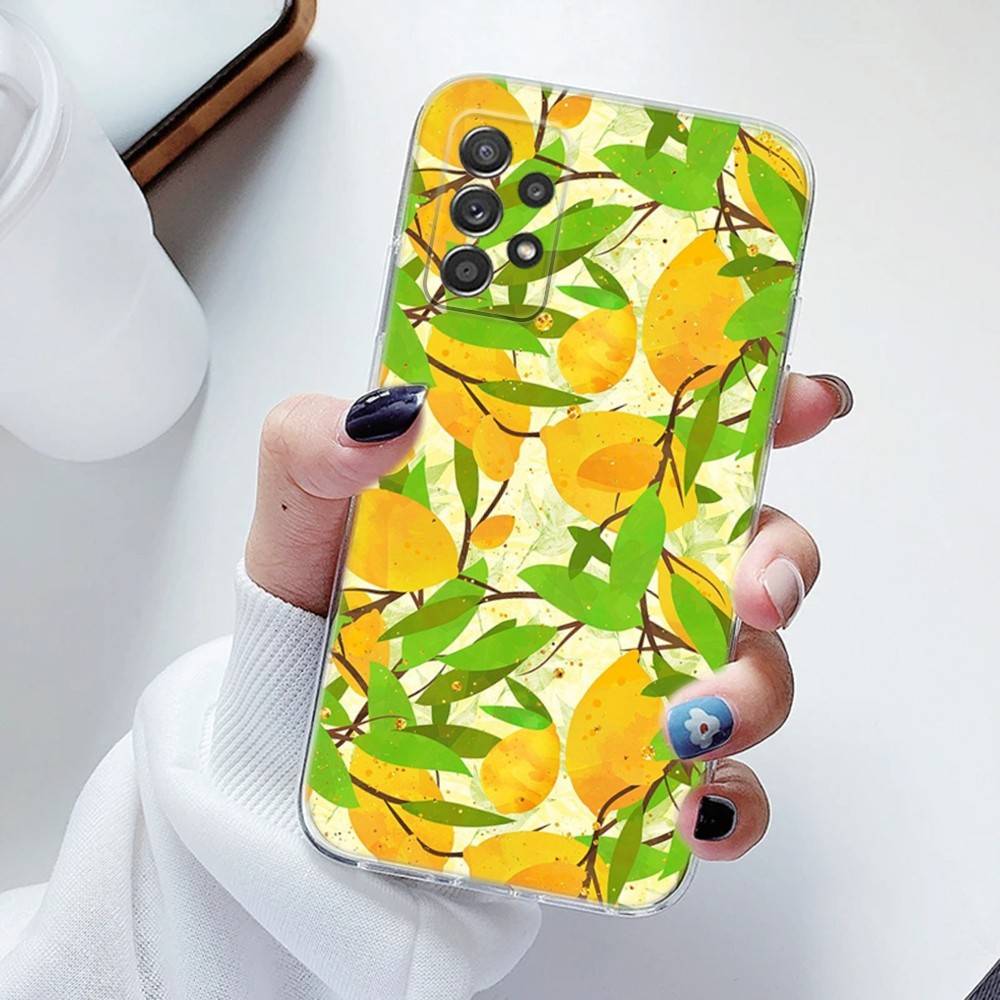 Fruit Lemon Phone Case Silicone For Samsung S30,23,21,22,20 FE lite,S10,9,PIus Note20ultra Soft Transparent