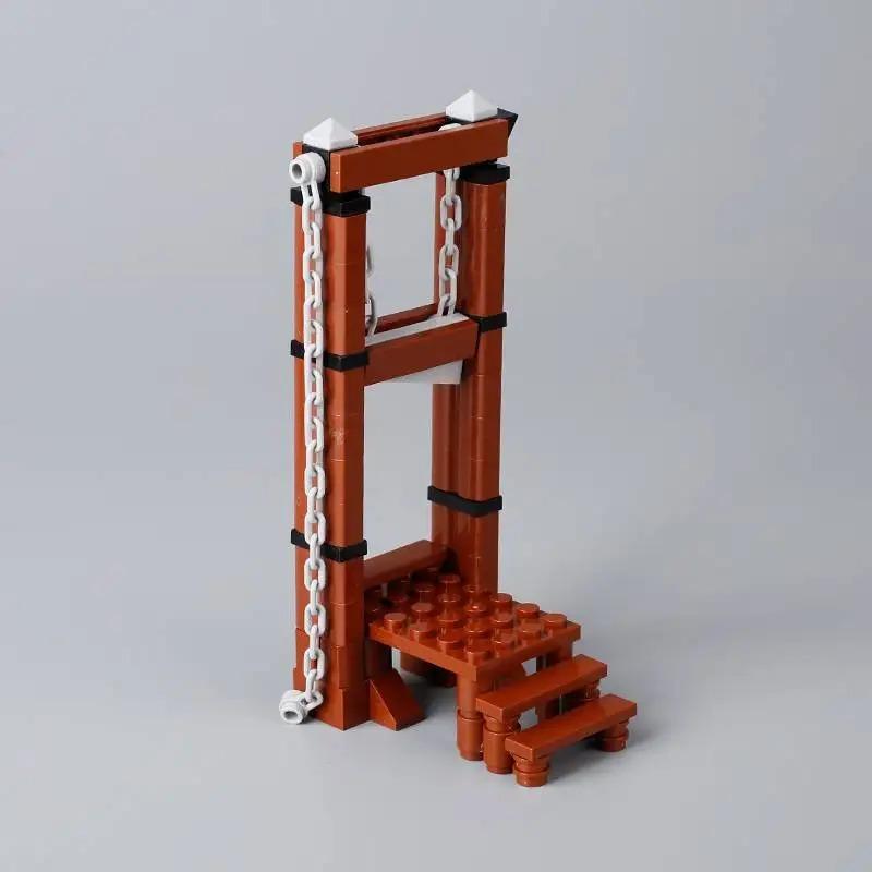 MOC Medieval Building Blocks Set Hanging Cage Guillotine Castle Fountain Bonfire Tent Bulletin Board Ox Cart Carriage Gift Toy