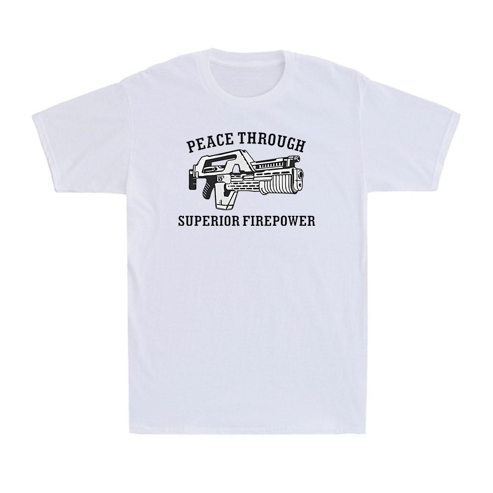 Peace Through Superior Firepower Novelty Vintage Funny Gift Men s Cotton T-Shirt S разноцветный