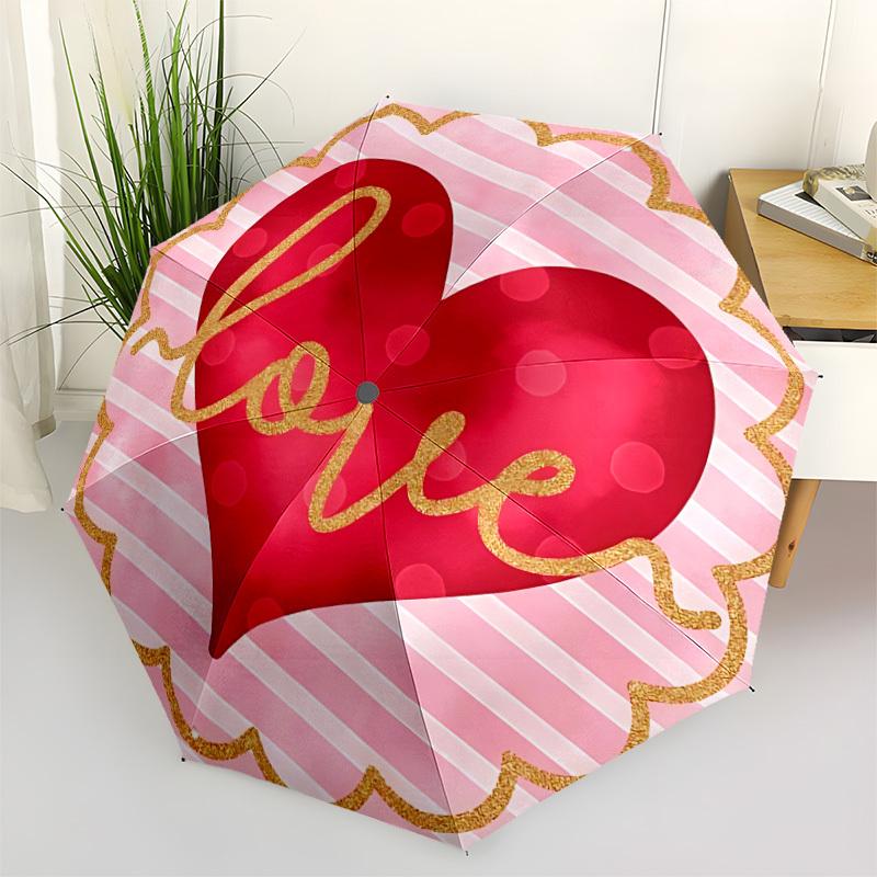 

1pc Heart Love Automatic Folding Umbrella - Portable Collapsible Design, 8-Rib Iron Frame, Durable Fabric yy251125068