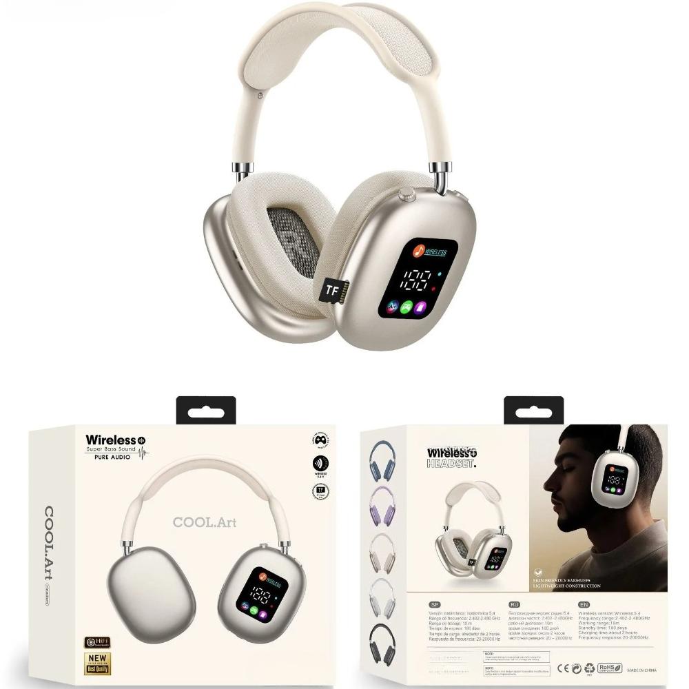 Head-mounted Touch Screen Earphones Digital Display Screen Noise Cancellation Casque Bluetooth Headphones