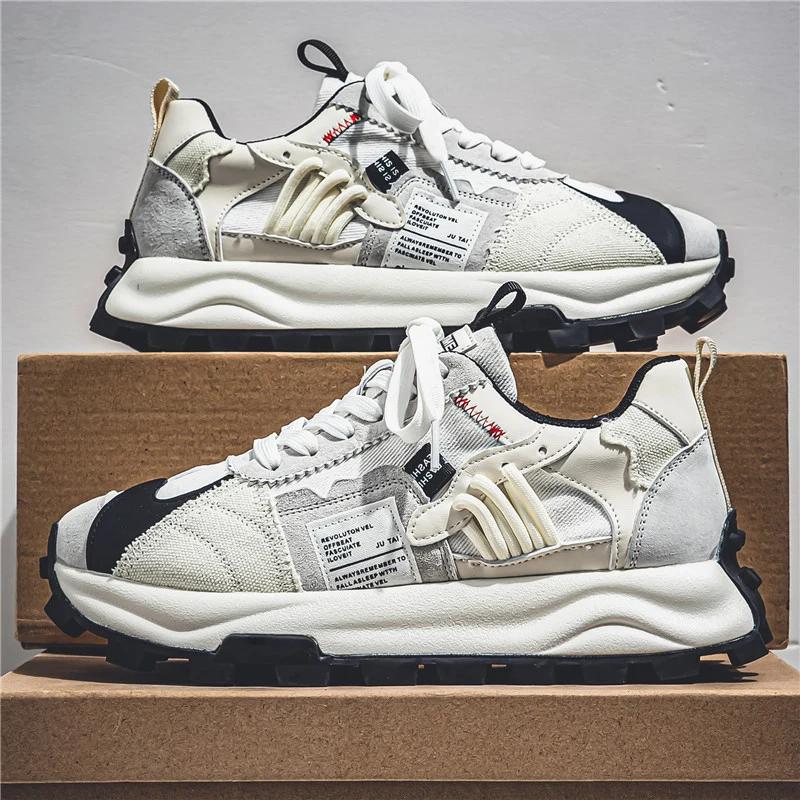 Fashion Chunky Sneaker Men Designer Retro Running Shoes Fashion Casual Microfiber Leather Breathable Height Increased Platform Shoes