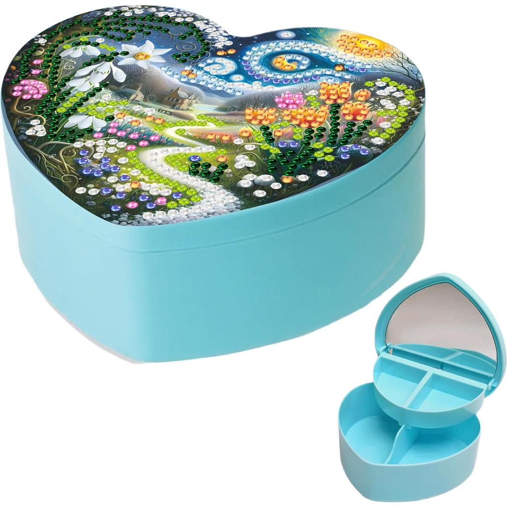 DIY Diamond Painting Handmade Storage Box Partial Drill Crystal Storage Case Kit Heart-Shaped Jewelry Box for Home Decor