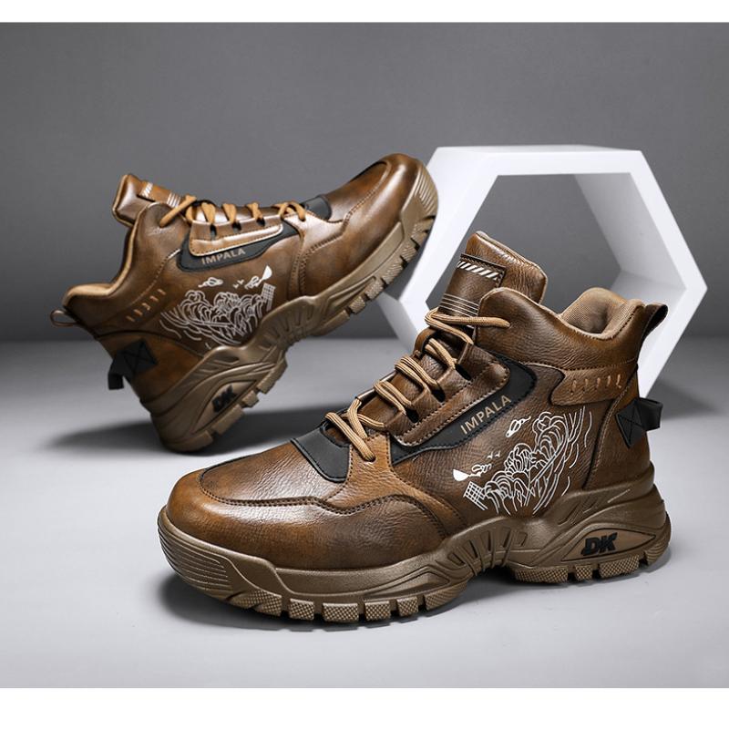 new Men Outdoor Fashion versatile Thick Sole shoes Anti Slip High Top wear-resistant Sports Shoes Travel Casual Shoes