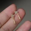 14K Gold Silver Four-Leaf Tassel Stud Earrings - Vintage Fairy Style, Elegant and Cute Must-Have.
