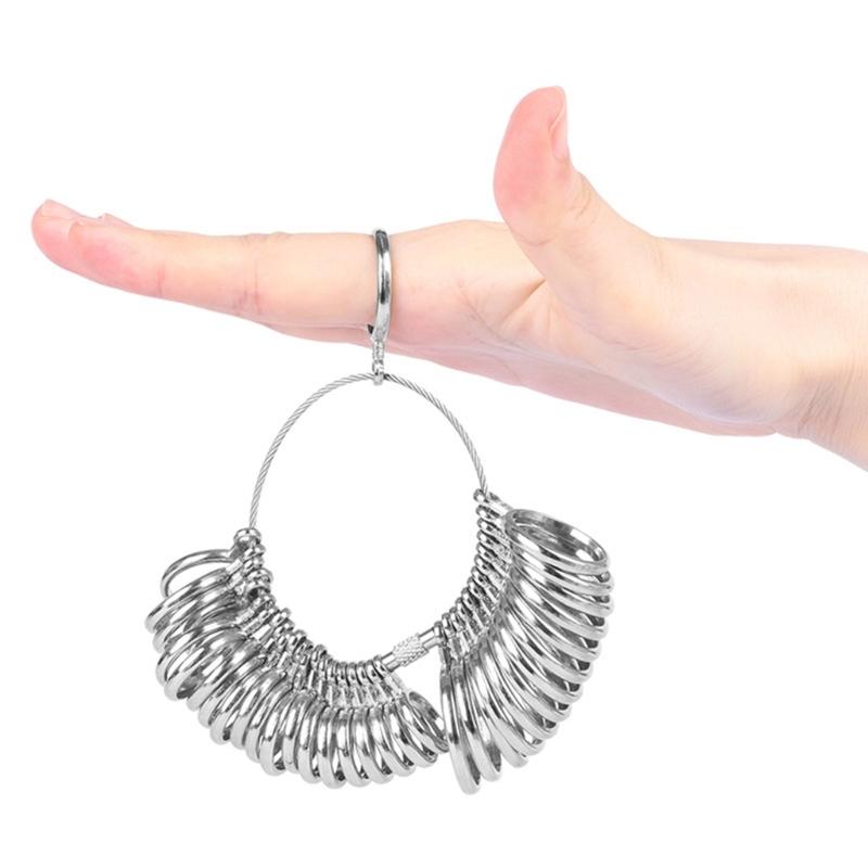 Ringgrößenmesser Messwerkzeug Set mit Ringstock Größe 1-35 Metall Ringgrößen-Kit & Ringgrößenversteller für lockere Ringe