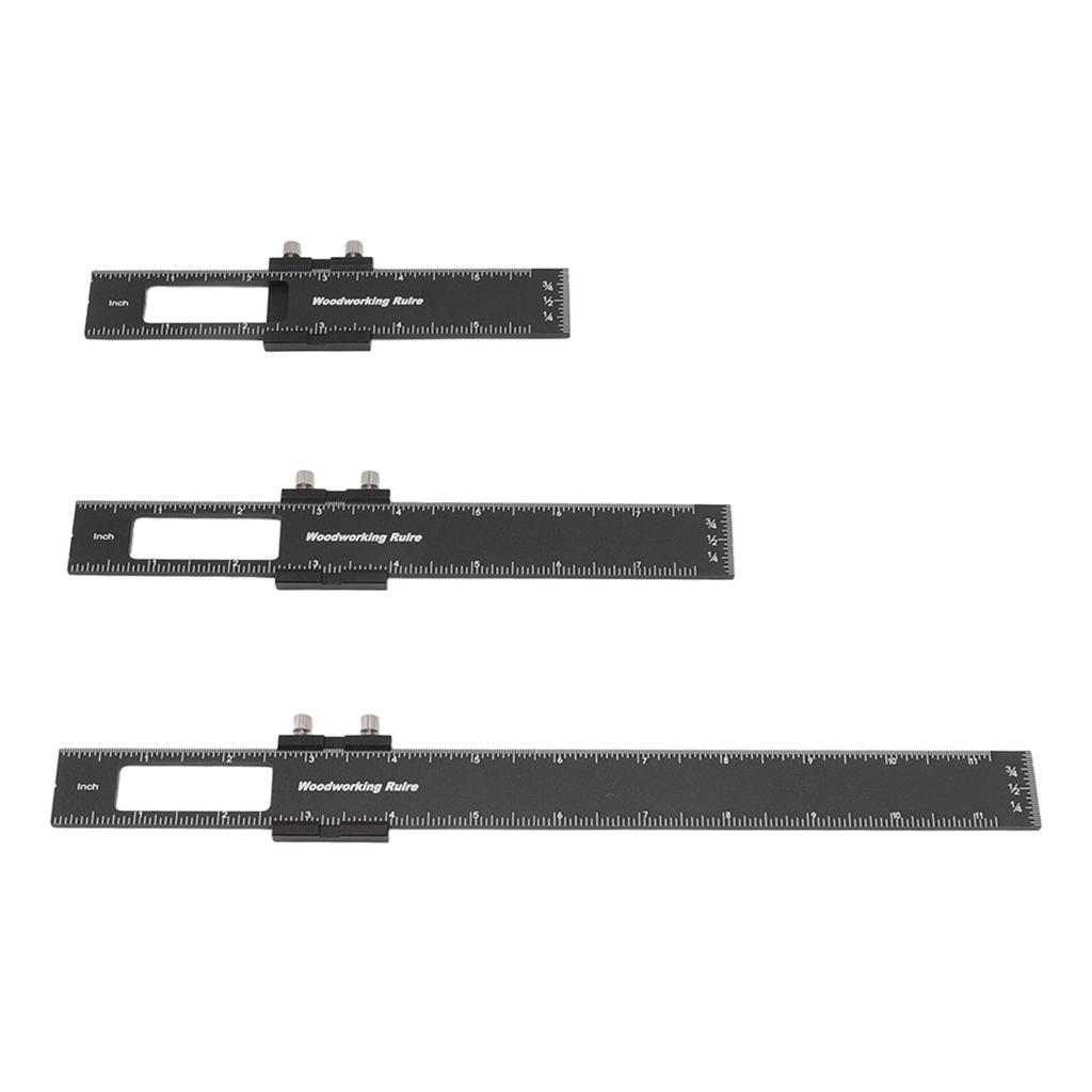 3 Pcs Woodworking Ruler Set Aluminium Alloy T Type Scribing Marking Measuring Ruler with Slide