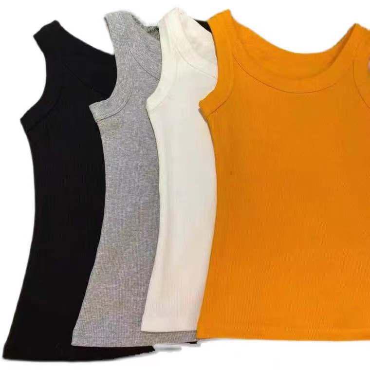 Women's Ribbed Cotton Slim Fit Wide Shoulder Tank Top - Anti-Exposure Summer Base Layer