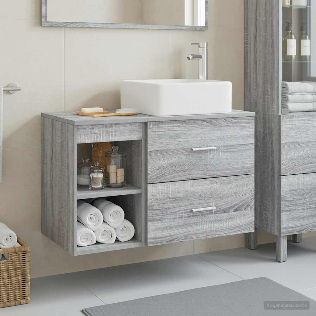 Bathroom Furniture Set 2 pcs Grey Sonoma Particleboard