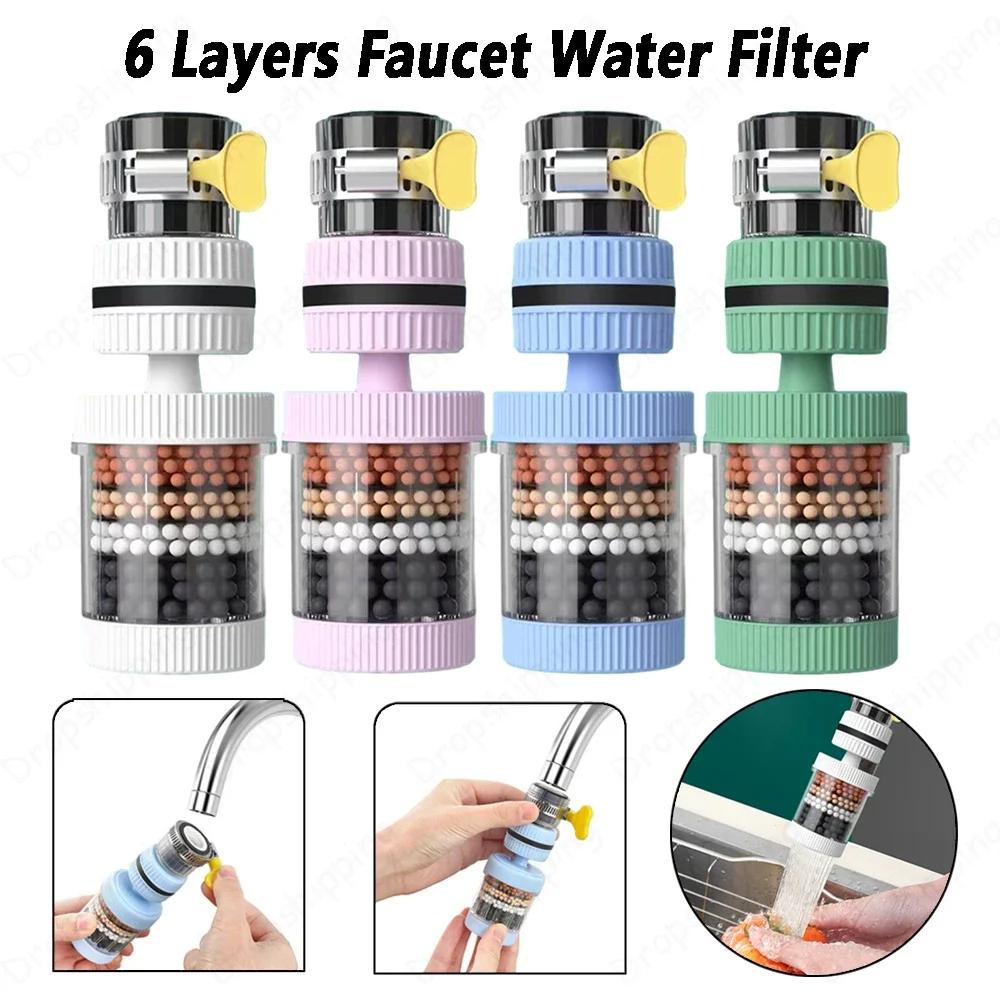 6 Schichten Wasserhahnreiniger Universeller Wasserhahnfilter Spritzwassergeschützt 360 Grad Drehung Wassersparender Sprudler für Zuhause Küche Badezimmer