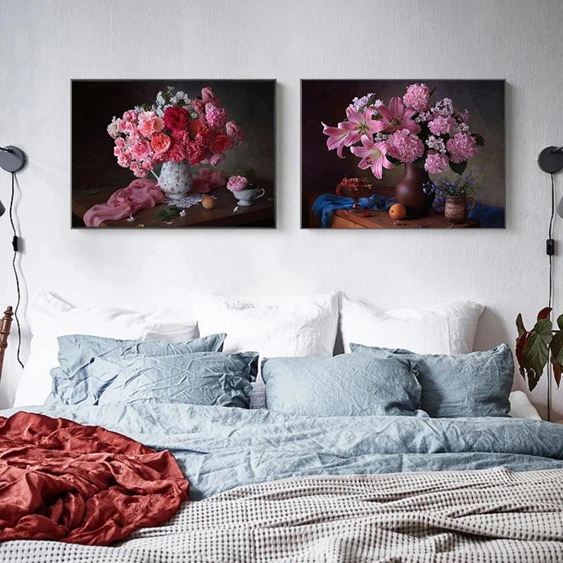 Colorful Flower Plants Oil Painting Canvas Poster Potting Daisy Wall Art Pictures for Living Room Bedroom Modern Home Decor Gift