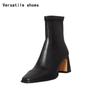 Autumn Winter Warm Cotton Women Ankle Boots Fashion Square Toe Short Booties Ladies Concise Thick High Heels Shoes