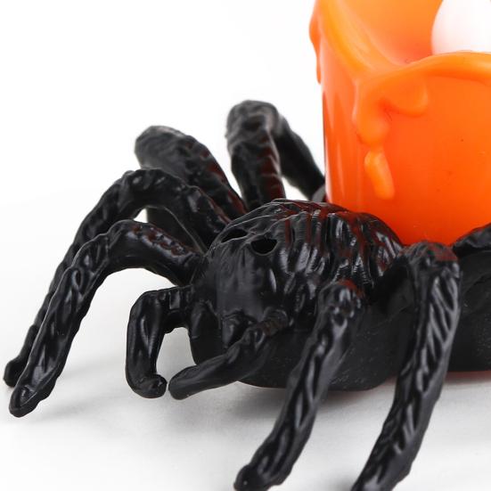 Flameless LED Candle Lights Halloween Spider Tea Light Decoration Battery Operated 3D Electric Flickering Fake Candle for Home Decor