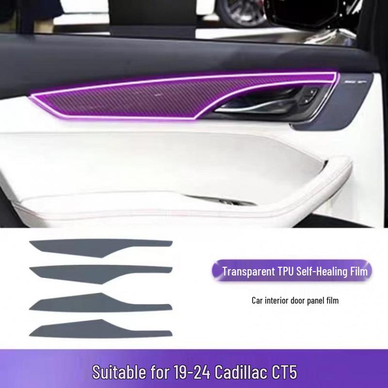 Cadillac CT5 Interior Protection Film Set: TPU Gear Shift, Center Console, and Navigation Screen Films.