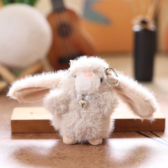 Doll Pendant Keychain Cartoon Rabbit Plush Keyring with Heart Necklace Car Key Holder Pendant Backpack Accessories