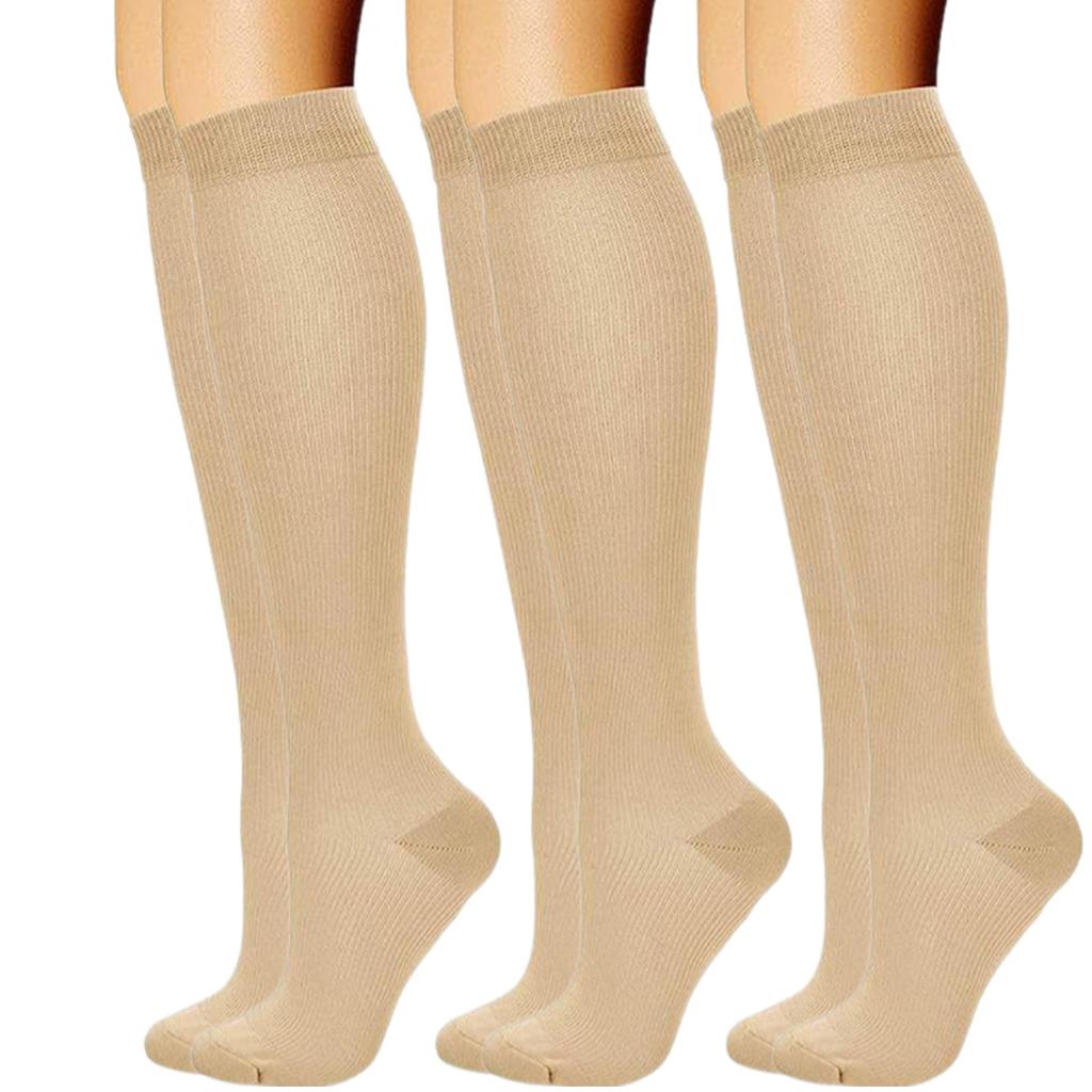 3 Pairs Compressed Socks with Elastic Fabric Leg Support Stockings for Promoting Better Circulation and Muscle Recovery
