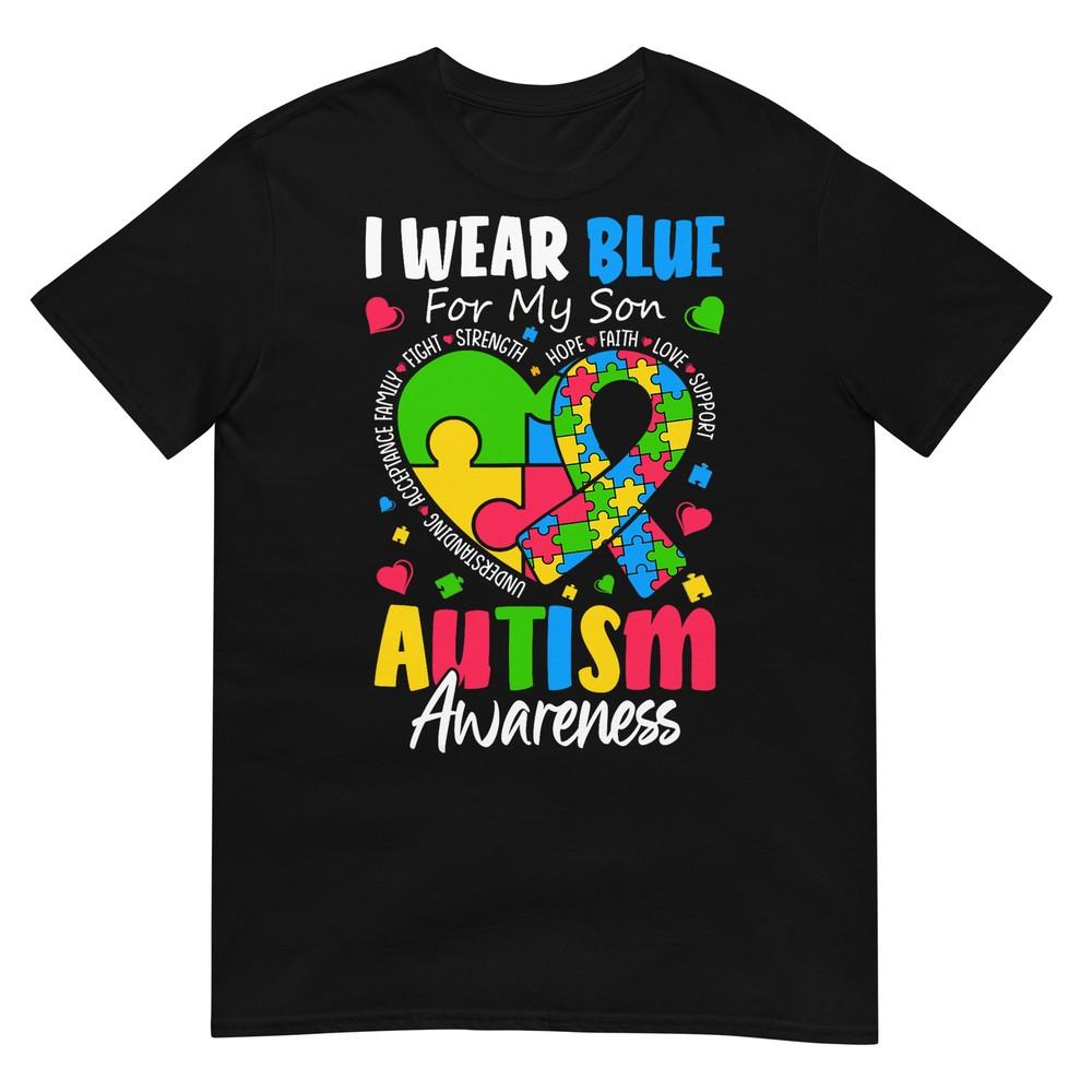 Ich trage Blau für meinen Sohn Autismus-Bewusstsein Männer Frauen Kinder Mama T-Shirt