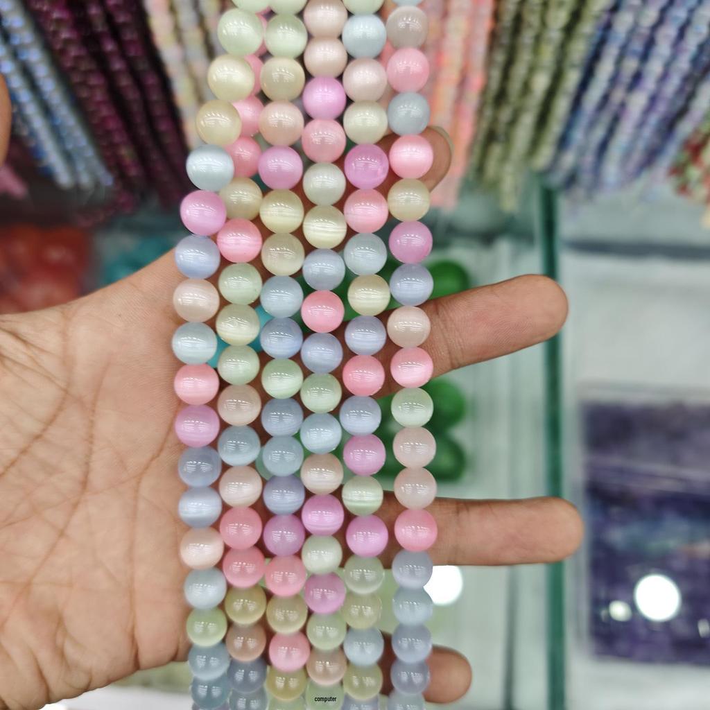 10mm Cat's Eye Stone Beads: Single, Double, Triple Color Options for DIY Jewelry Accessories.