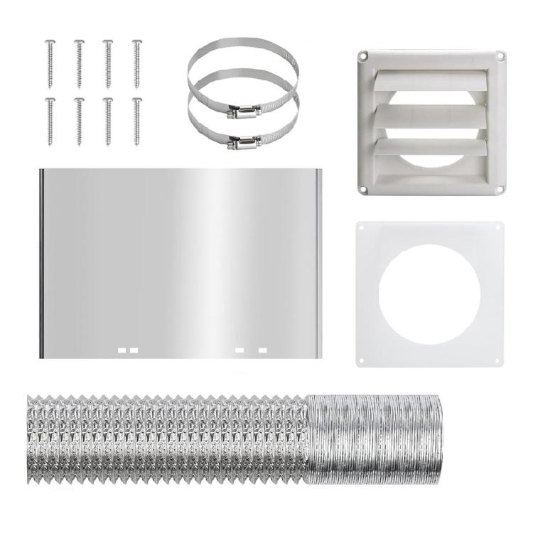 Universals 4inch Dryer Vent Kits Extracts Valves Duct Grills Cover Dryer Vent Wall Plate With Hose for Bathroom Exhaust Fan