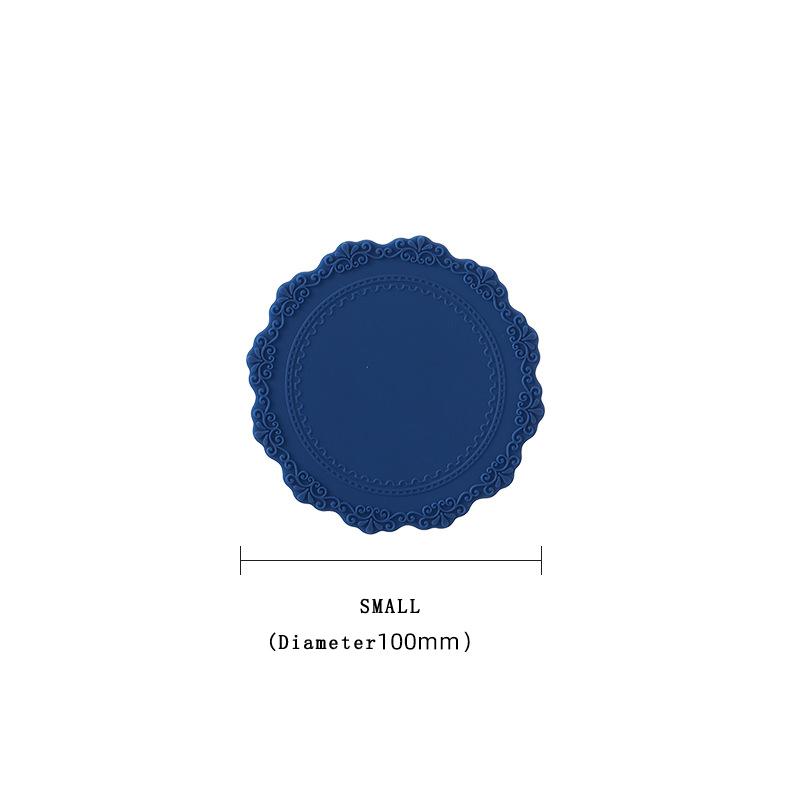 European Lace Silicone Table Mat Retro Embossed Heat Insulation Thickened Round Anti-Skidding Pad Kitchen Waterproof Placemat