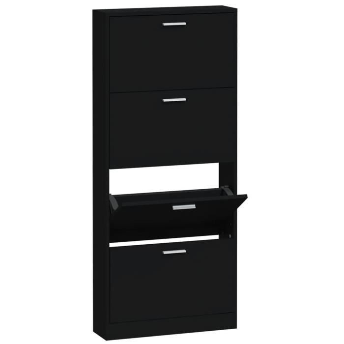 VidaXL Armoire à chaussures Noir 59x17x150 cm Bois d'ingénierie 342520