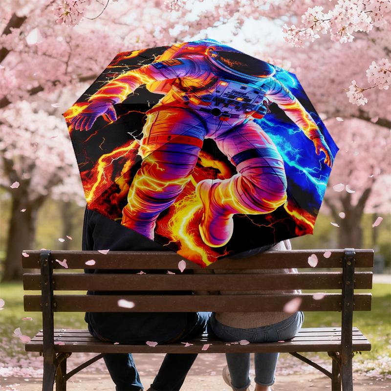 1pc Astronaut Lightning Pattern Umbrella Design Automatic Opening and Closing Umbrella, High-quality Travel Umbrella,  c1128245