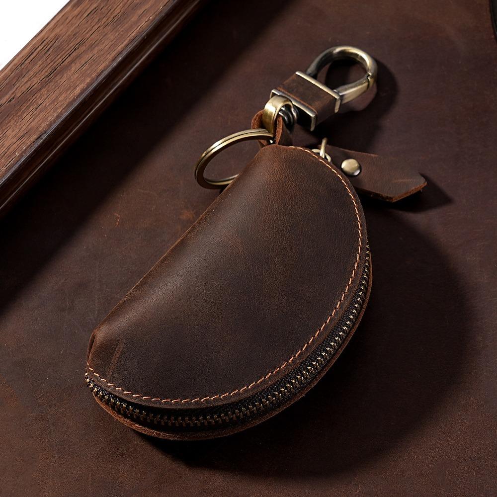 Crazy Horse Leather Car Key Pouch Genuine Leather Key Holder  for Secure Keys Storage
