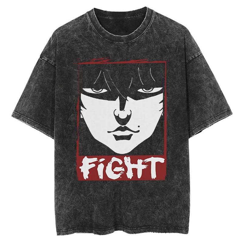 Baki Print Vintage Cotton Tees For Men Women Summer Casual Tshirt Tees Gym Workout Training Short Sleeve Tops Outfits