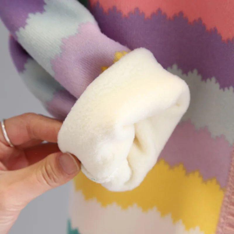 Dziewczęca kurtka swetrowa jesienno-zimowa, pogrubiona i modna, dziewczęcy sweter dzianinowy dziecięcy