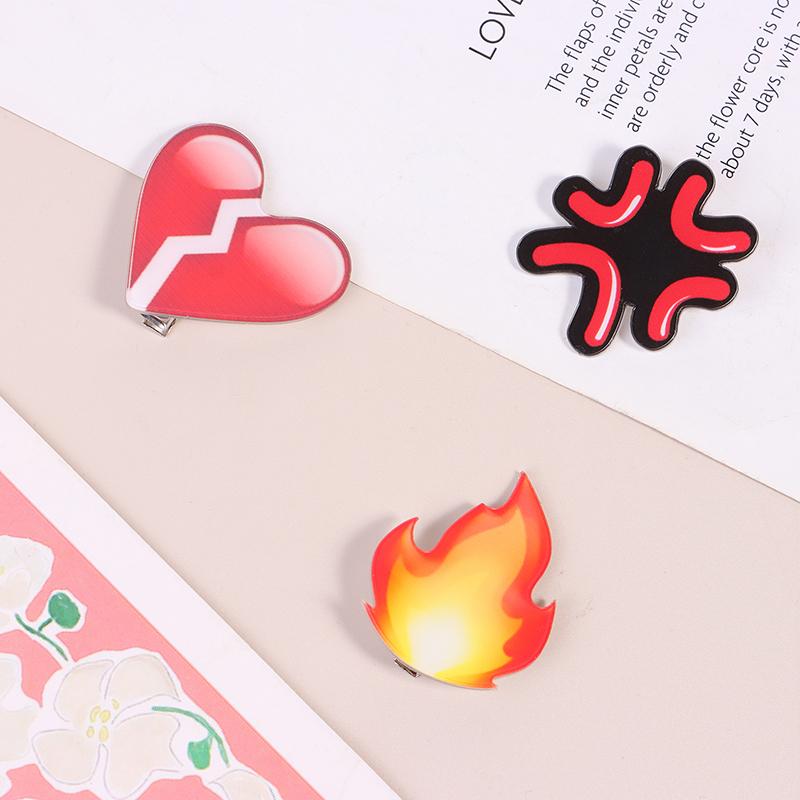 Angry Expression Drop Hair Clip Heartbroken Acrylic Hair Clip Funny Side Clip