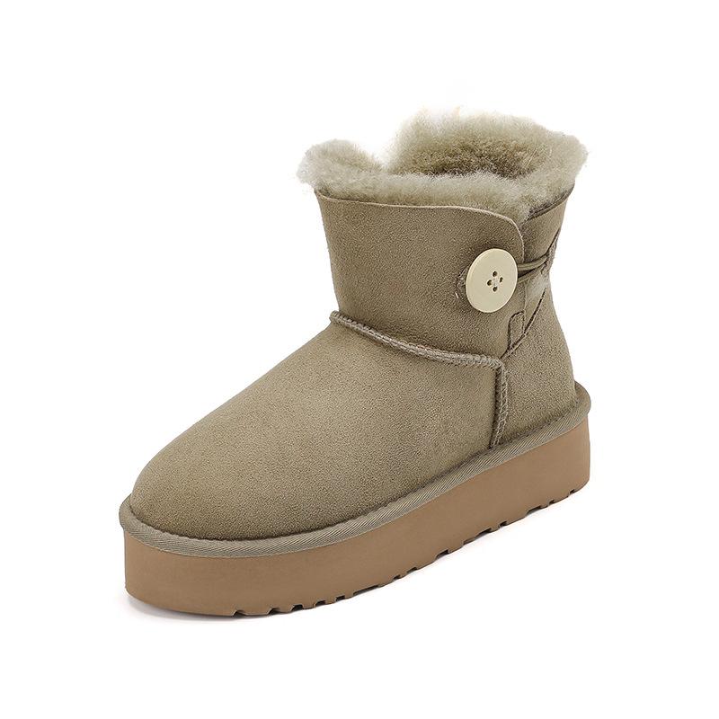

Spot~ Sheepskin and fur integrated thick-soled snow boots, genuine leather and real hair 2025 new basic button warm boots 40
