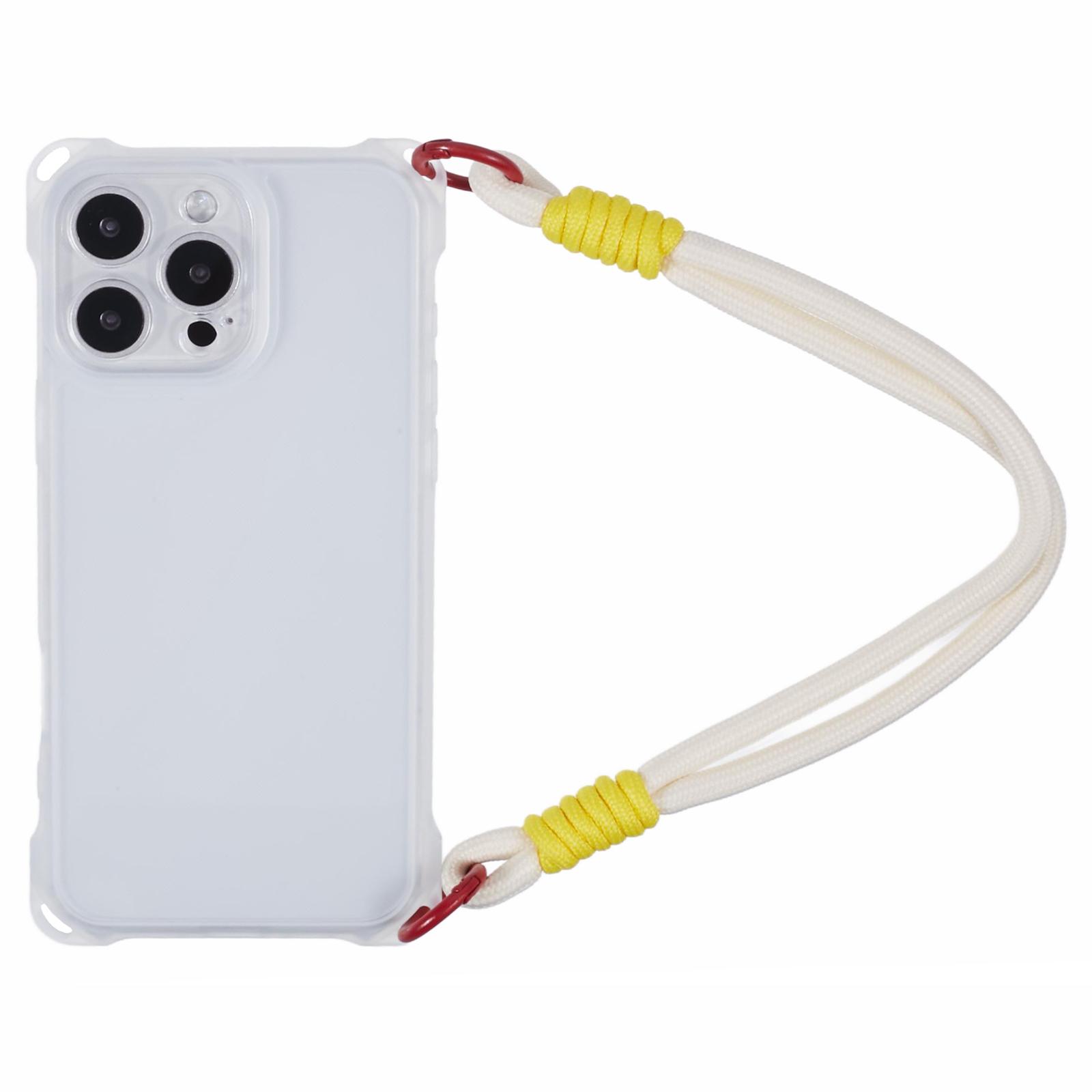 

For iPhone 16 Pro Max Case Reinforced Corner Shockproof TPU Phone Cover with Wrist Strap Transparent