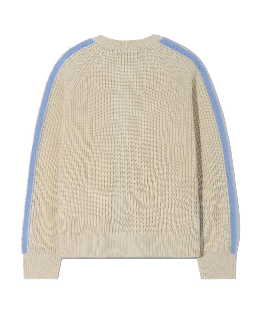 TRILLION Washable Hairy Brush Track Zip-Up Knit (Ivory)