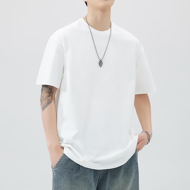 ROMON Men's Pure Cotton Loose Fit Short Sleeve T-Shirt