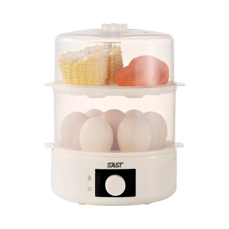 

Egg Steamer 1PC Boiled Eggs Auto Power Off Double Layer Multifunction Mini Breakfast Machine Steam Corn Home Gifts білий