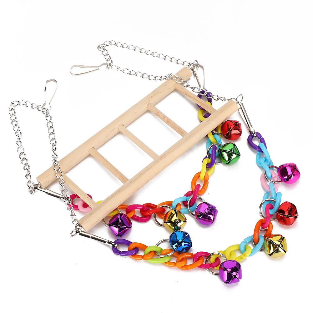 Pet Small Birds Parrot Acrylic Chain Ladder Hanging Bridge Swing Bite Climbing Toy with Bells