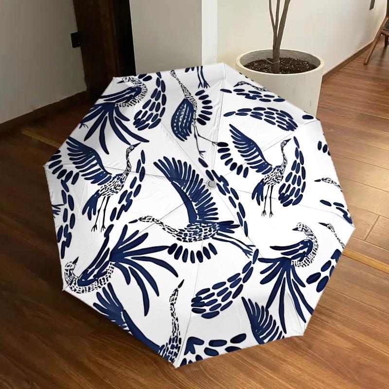 1pc Flying Crane Pattern Automatic Open/Close Umbrella, Formal Events - Ideal Gift for Family or Friends, Outdoor Accessory yy251211171
