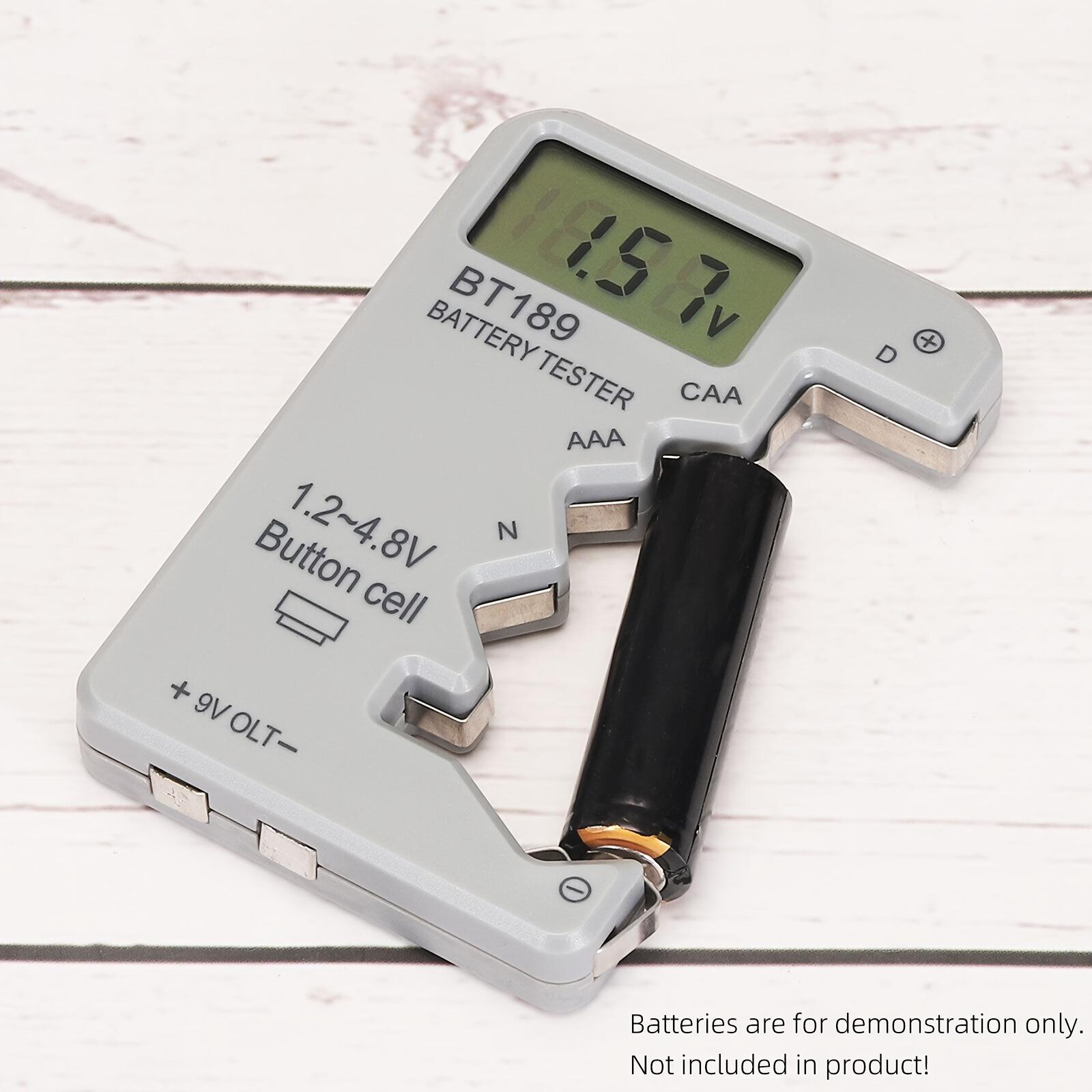 

Тестер емкости аккумулятора BT189 с ЖК-дисплеем Портативный тестер аккумуляторов Литиевая батарея Сухая батарея Тестер плоских круглых батареек серый