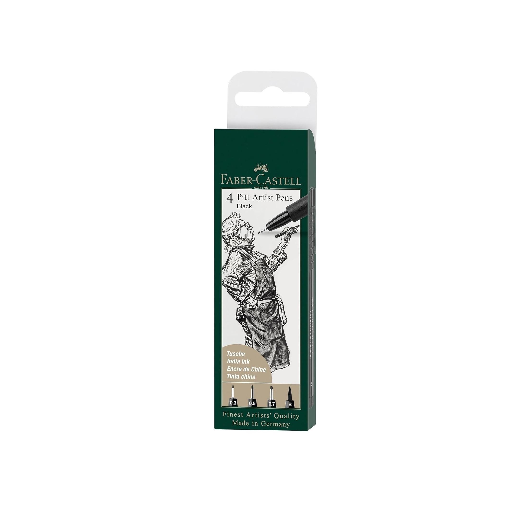 Faber-Castell Pitt Artist Color Pen Set - Pack of 4, S, F, M, B